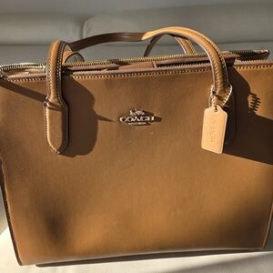 Coach Leather Tote Bag in Saddle Brown